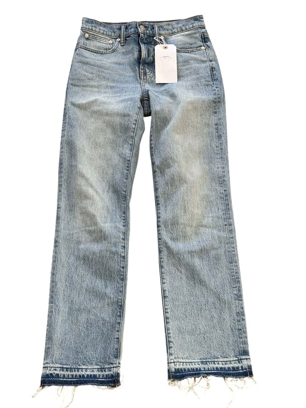 Madewell The 90s Straight Jean in Banner Wash: Raw-Hem Edition